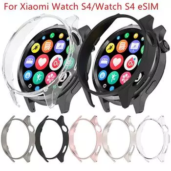 Чехол из поликарбоната для Xiaomi Watch S4 Watch S4 eSIM Smart Watch Protector Hard PC Противоударный бампер Xiaomi Watch S 4 ESIM Cover чёрный