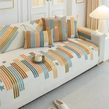 Чехол из полосатой синели для дома на все сезоны, чехол для дивана, нескользящий коврик для дивана, подушка для дивана, чехлы для дивана, декор для гостиной 70X70cm 1pc