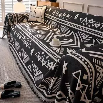 Чехол из шенилла, четырехсезонный, универсальный, в стиле бохо, двухсторонний, для дивана, полотенце с полным покрытием, универсальный, все включено 180x90cm оранжевый