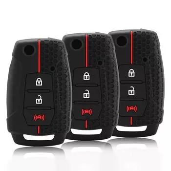 Чехол из силикона с 3 кнопками для автомобильного ключа для Ssangyong Tivoli 2020 Rexton Korando C Keyless Interior Accessories чёрный