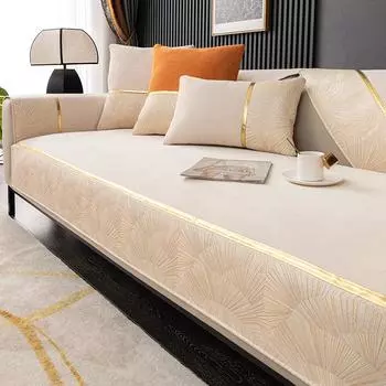 Чехол из скандинавской шенилловой ткани, чехол для дивана на 3 места, чехол на кресло с золотым ремешком, защитный чехол для мебели, подушка для дивана в стиле пэчворк, нескользящая 70x70