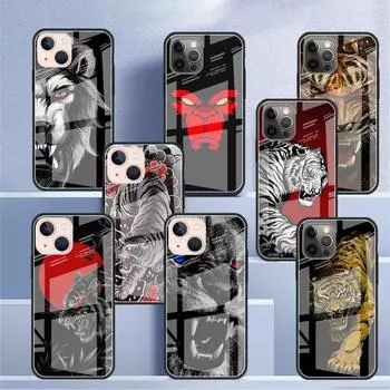Чехол из стекла Lion Wolf для Apple iPhone 14 13 11 12 Pro 7 XR X XS Max 8 6 6s Plus SE 2022 13Pro закаленный телефон Tampa iPhone 7Plus(8 Plus)