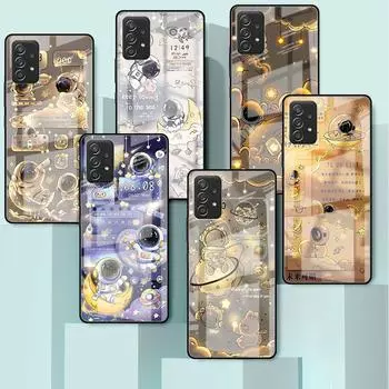 Чехол из стекла с изображением астронавта для Samsung Galaxy A52 A71 A50 A51 A70 A21s A31 A72 A10 A12 A30 A22 5G Phone Cover Samsung A53 5G