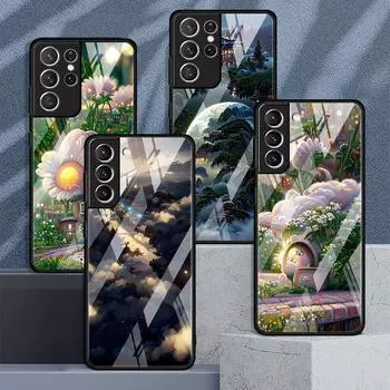 Чехол из стекла с изображением деревенского пейзажа для Samsung Galaxy S22 S20 FE S21 Plus, чехол для телефона S10 5G S9 Note 20 Ultra 10 Lite Shell Samsung S21 5G