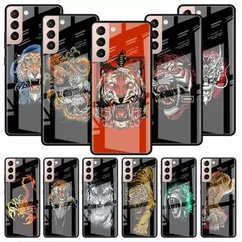 Чехол из стекла Tiger Animal для Samsung Galaxy S22 S20 FE S21 Plus, чехол для телефона S10 5G S9 Note 20 Ultra 10 Lite Shell Samsung S22 Ultra 5G