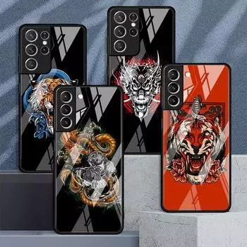 Чехол из стекла Tiger Animal для Samsung Galaxy S22 S20 FE S21 Plus, чехол для телефона S10 5G S9 Note 20 Ultra 10 Lite Shell Samsung S22 Ultra 5G