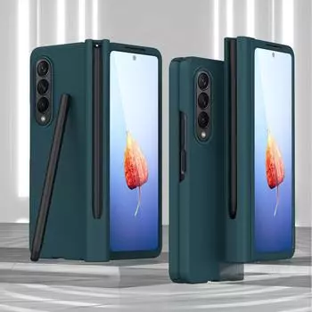Противопылевое защитное стекло для экрана, чехол для Samsung Galaxy Z Fold 4 5g Fold3 Fold4 Fold2 Fold 3 2 Zfold4 S Pen Holder Funda for Samsung Z Fold 2 розовый