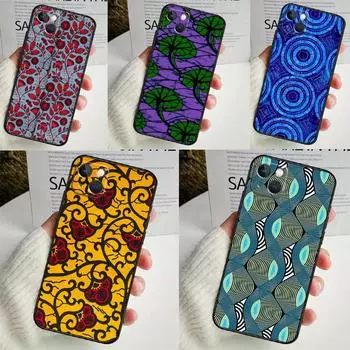 Чехол из ткани с африканским восковым узором для iPhone 14 13 12 11 16 15 Pro Max Mini Cover X XR XS 8 7 14 16 15 Plus Аксессуары iPhone 13Pro MAX