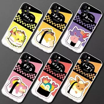 Чехол из ТПУ для Apple iPhone 13 Pro Max 11 12 Mini X XS XR SE 2020 2022 7 8 Plus 6 6S Прозрачный мягкий чехол для телефона с изображением покемонов и суши iPhone 6 6S