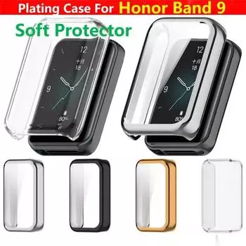 Чехол из ТПУ с покрытием для смарт-часов Honor Band 9, мягкий защитный чехол, защитный бампер, чехол, сменные аксессуары для браслета 9 For Honor Band 9 прозрачный