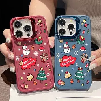 Чехол из ТПУ с рисунком оленя и снеговика для iPhone 16 Plus 15 Pro Max 14 Pro 13 12 11, матовый, противоударный, мягкий, защитный чехол для телефона iPhone 16 чёрный