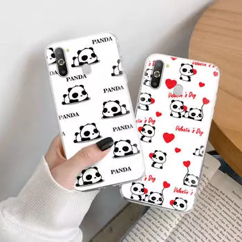 Чехол из ТПУ с рисунком панды для iPhone XR 7 8 14 15 11 12 13 X XS Pro Max Xiaomi Redmi 13C Note 9 Samsung A22 S23 S24 Ultra Plus VIVO iPhone 6 Plus кожа буйвола