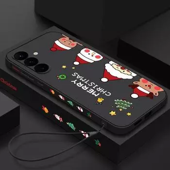 Чехол из ТПУ с рисунком снеговика для Samsung S24 Ultra S23 S22 A55 A54 A35 A34 A15 A14, мягкий противоударный чехол для телефона с рисунком Санта-Клауса Samsung S24 Ultra бежевый