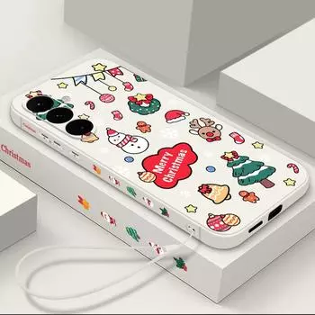 Чехол из ТПУ с рисунком в виде рождественского рождества для Samsung Galaxy S24 S23 Ultra S22 Plus A55 A54 A52 A35 A34 A15 A14, противоударный, мягкий, тонкий чехол для телефона Samsung S24 Ultra бежевый