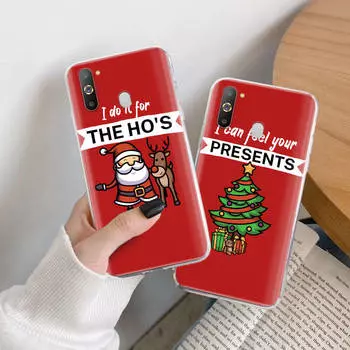 Чехол из ТПУ с рождественскими элементами для iPhone XR 7 8 14 15 11 12 13 X XS Pro Max Xiaomi Redmi 13C Note 9 Samsung A22 S23 S24 Ultra Plus VIVO Redmi Note 10 5G кожа буйвола