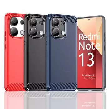 Чехол из ТПУ с текстурой из углеродного волокна для Xiaomi Redmi Note 13 Pro 12 12S 5G 4G Защитный чехол Funda Coque Shell Capa Redmi Note 13 4G чёрный