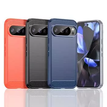 Чехол из ТПУ с текстурой из углеродного волокна для Google Pixel 10 Pro XL, противоударный защитный чехол Funda Coque For Pixel 10 чёрный