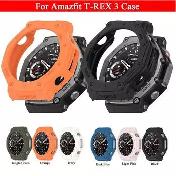 Чехол из ТПУ силикона для часов Amazfit T-REX 3 T-REX3, модный, устойчивый к царапинам, ударопрочный чехол, армированный, пустотелый, аксессуары для часов T-REX 3 чёрный