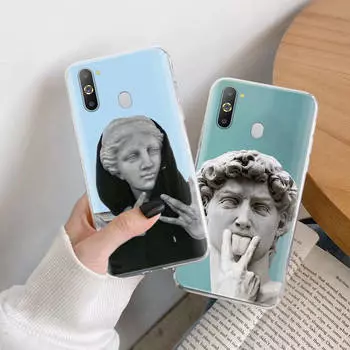 Чехол из ТПУ со статуей Давида для iPhone XR 7 8 14 15 11 12 13 X XS Pro Max Xiaomi Redmi 13C Note 9 Samsung A22 S23 S24 Ultra Plus VIVO VIVO Y53 аэро