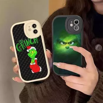 Чехол из твердой кожи с изображением рождественского зеленого монстра для iPhone 13 12 Mini 11 14 Pro Max Xs X Xr 7 8 Plus 6 6s Se 2022, силиконовый чехол iphone SE 2020
