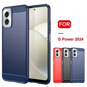 Чехол из углеродного волокна для Motorola G Power 2024, мягкая силиконовая задняя крышка для телефона Moto G Power 2024, противоударный чехол Moto G Power 2024 чёрный