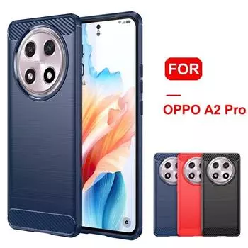 Чехол из углеродного волокна для OPPO A2 Pro, мягкая силиконовая задняя крышка для телефона OPPO A2 Pro, противоударный чехол For OPPO A2 Pro чёрный