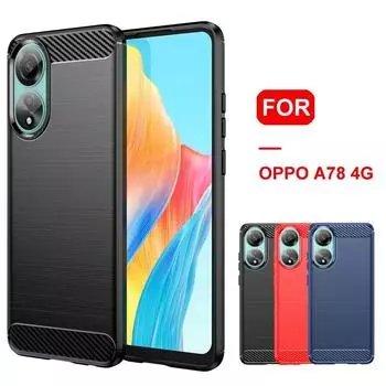 Чехол из углеродного волокна для OPPO A78 4G, мягкая силиконовая задняя крышка для телефона OPPO A78, противоударный чехол For OPPO A78 4G чёрный