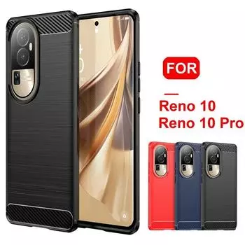 Чехол из углеродного волокна для OPPO Reno 10 Pro Reno10 5G, Мягкая силиконовая задняя крышка для телефона OPPO Reno 10, противоударный чехол For Reno 10 чёрный