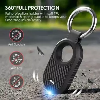 Чехол из углеродного волокна для Samsung Galaxy Smart Tag 2 Locator Anti-lost Backpack Keychain TPU Soft Silicone Protective Back Cover Tracker Case для домашних животных 1Pcs чёрный