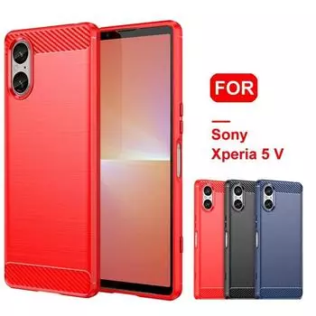 Чехол из углеродного волокна для Sony Xperia 5 V, мягкая силиконовая задняя крышка для телефона Xperia Sony 5 V, противоударный чехол For Xperia 5 V чёрный