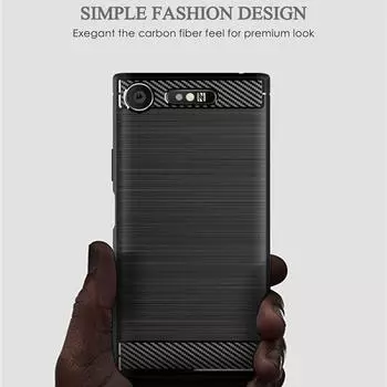Чехол из углеродного волокна для Sony Xperia XZ1 Compact, противоударный чехол для телефона, силиконовый чехол-бампер XZ1 Compact чёрный