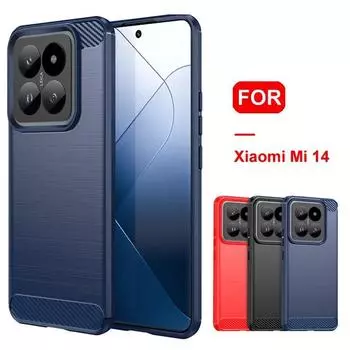 Чехол из углеродного волокна для Xiaomi Mi 14, мягкая силиконовая задняя крышка для телефона Xiaomi Mi 14 Pro, противоударный чехол For Mi 14 чёрный