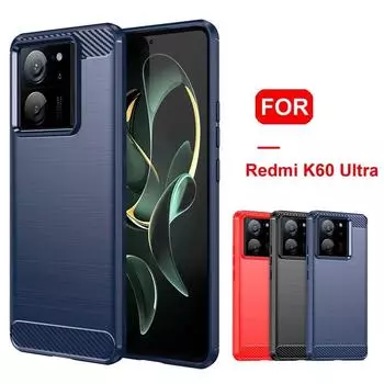 Чехол из углеродного волокна для Xiaomi Redmi K60, ультрамягкий силиконовый чехол для задней панели телефона Redmi K60, ультра противоударный чехол Redmi K60 Ultra чёрный