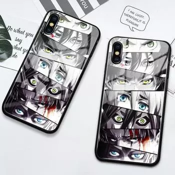 Чехол из закаленного стекла «Атака Титанов» «Глаза всех персонажей» для iPhone 6 6s 7 8 14 Plus X XS XR SE 11 12 13 14 Pro Max Mini Case iPhone 6 6s