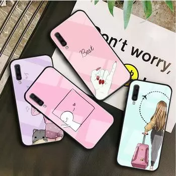 Чехол из закаленного стекла Best Friends для Samsung Galaxy A10S A10E A20S A20E A30S A40 A50S A60 A70 A80 A90 A6 A7 A8, чехол A10S