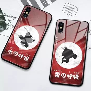 Чехол из закаленного стекла Cartoon Demon Slayer для iPhone 14 13 12 11 Pro XS Max XR XS X 8 7 6 6s 14 Plus с героями аниме iPhone6 6s