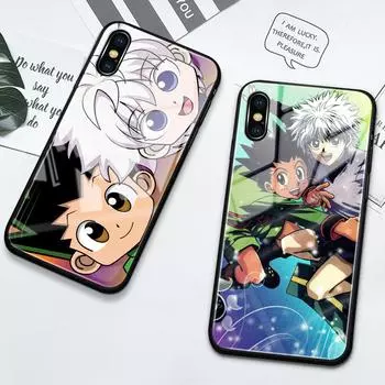 Чехол из закаленного стекла Cute GON FREECSS Killua Zoldyck Cover для iPhone 6 6s 7 8 14 Plus X XS XR SE2020 11 12 13 14 Pro Max Mini iPhone 6 6s