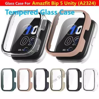 Чехол из закаленного стекла для Amazfit Bip 5 Unity (А2324) Смарт-часы ремешок бампер чехол полное покрытие Bip5 протектор экрана аксессуары Amazfit Bip 5 Unity прозрачный