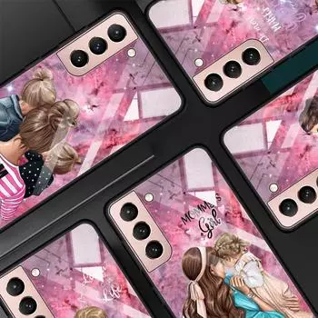 Чехол из закаленного стекла для девочек, супер мам, женщин, для Samsung Galaxy S21 S20 FE Note 20 Ultra 10 Lite 9 S10 S9 Plus S10e Note 10 Lite