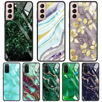 Чехол из закаленного стекла для Samsung Galaxy S21 S20 Ultra S10 Plus Lite S20fe 5g S10e S9 S8, бампер, чехол, шикарный мрамор, золотая фольга For Samsung S20