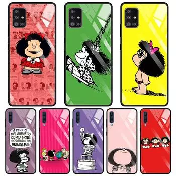 Чехол из закаленного стекла для Samsung Galaxy A70 A50 A40 A30 A20 A10, силиконовая рамка, чехол Caso Funda, милый чехол в стиле аниме Mafalda For Samsung A10