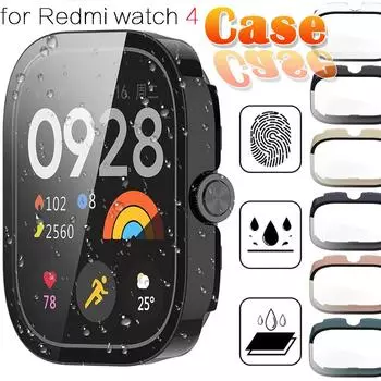 Чехол из закаленного стекла для Xiaomi Redmi Watch 4, аксессуары, защитная пленка для экрана All Around 9H, жесткий бампер из ПК для Redmi Watch4, чехол for Redmi watch 4 звезда