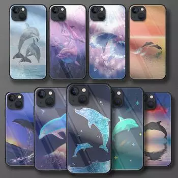 Чехол из закаленного стекла с дельфином для iPhone Samsung Galaxy OnePlus Oppo Xiaomi Redmi Note SA 7 8 9 10 11 12 13 14 20 21 22 53 Pro Max Plus Ultra iPhone 6 or 6S