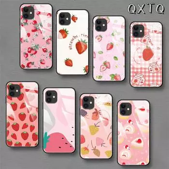 Чехол из закаленного стекла с фруктами и клубникой для iPhone Samsung Galaxy OnePlus Oppo Xiaomi Redmi Note SA 7 8 9 10 11 12 13 14 20 21 22 53 Pro Ultra iPhone 6 or 6S