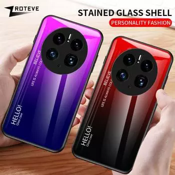 Чехол из закаленного стекла с градиентом Mate50 Pro для Huawei Mate 50 40 30 20 20X Pro Plus Mate40 Mate30 Mate20, чехлы для телефонов Mate 50 чёрный