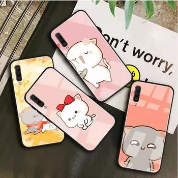 Чехол из закаленного стекла с изображением кота в стиле чиби для Samsung Galaxy A10S A10E A20S A20E A30S A40 A50S A60 A70 A80 A90 A6 A7 A8, чехол A10S