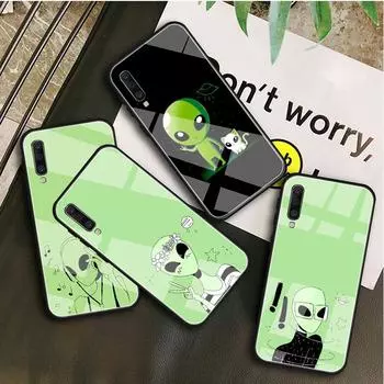 Чехол из закаленного стекла с изображением мультяшного инопланетянина для Samsung Galaxy A10S A10E A20S A20E A30S A40 A50S A60 A70 A80 A90 A6 A7 A8 A10S