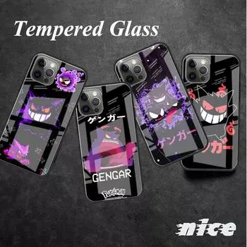 Чехол из закаленного стекла с изображением японского аниме-покемона Gengar для Apple iPhone 11 14 13 Pro 12 7 8 Plus SE 2022 XR X XS Max 6 6S iPhone 14 Pro Max