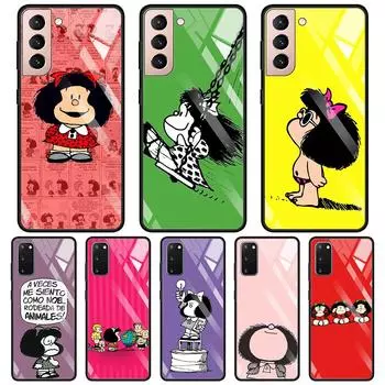 Чехол из закаленного стекла с милым аниме Mafalda для Samsung Galaxy S21 S20 Ultra S10 Plus Lite S20fe 5g S10e S9 S8, бампер, чехол For Samsung S10e