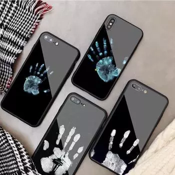 Чехол из закаленного стекла с принтом руки для iPhone 12 11 Pro Max 5 6 7 8 PLUS X XS XR XSMax Shell 12Pro Cover Shell iPhone 5 5S SE